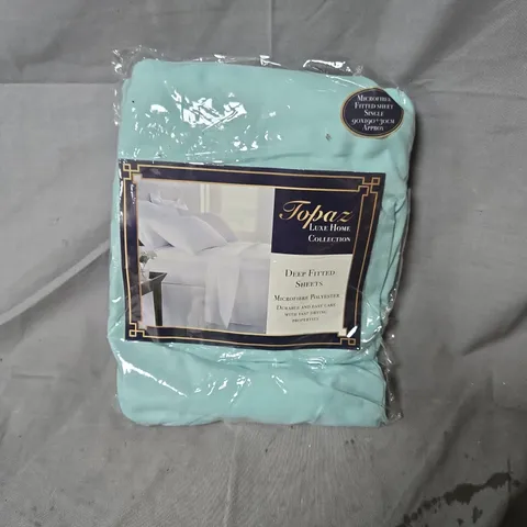 BOX OF APPROXIMATELY 20 X TOPAZ LUXE HOME COLLECTION DEEP FITTED SHEET – SINGLE (90X190X30CM), MICROFIBRE POLYESTER