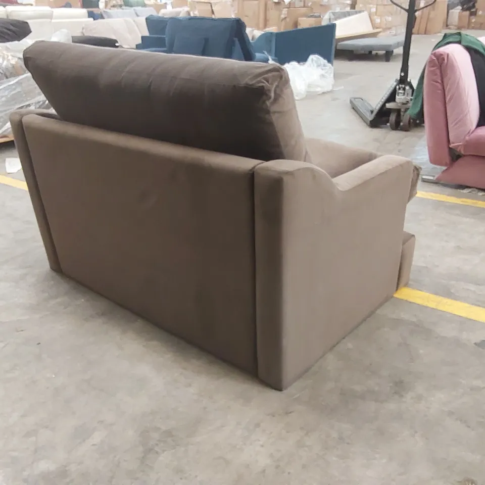 QUALITY DESIGNER 2 SEATER BROWN SOFA BED 