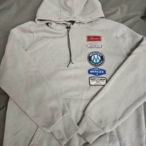 GREY HOODIE WITH MERCIER PATCHES -SMALL