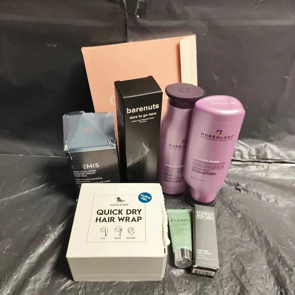 APPROXIMATEY 20 ASSORTED HEALTH AND BEAUTY PRODUCTS TO INCLUDE - BARENUTS HAIR REMOVAL CREAM - PUREOLOGY CONDITIONER - CLINIQUE FOR MEN EYE CREAM - ETC