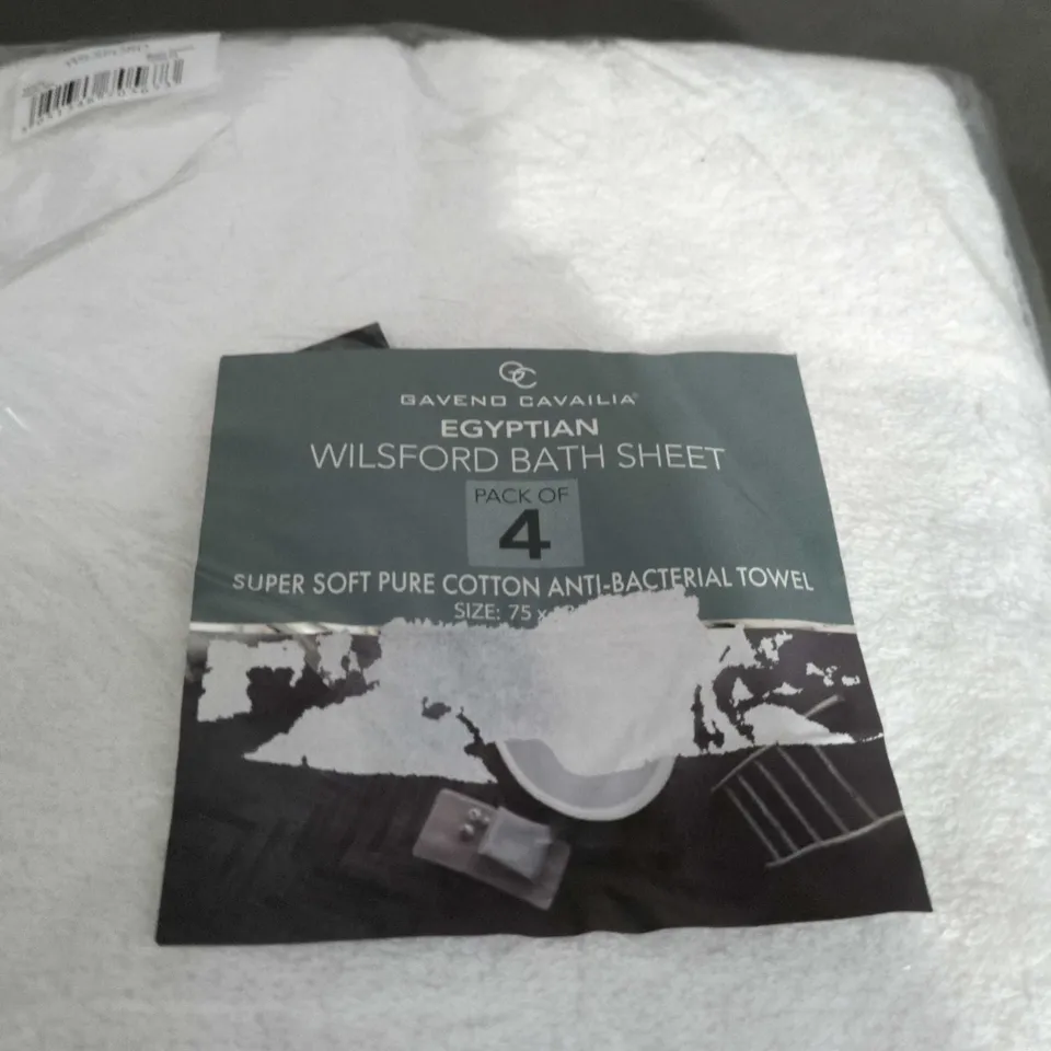 GAVENO CAVALIA EGYPTIAN WILSFORD BATH SHEET – PACK OF 4, WHITE