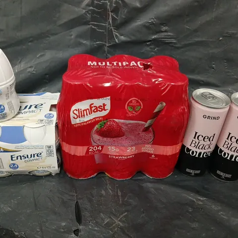 APPROXIMATELY 5 ASSORTED FOOD &DRINK ITEMS TO INCLUDE - SLIM FAST, GRIND ICED BLACK COFFEE AND ENSURE COMPACT - COLLECTION ONLY