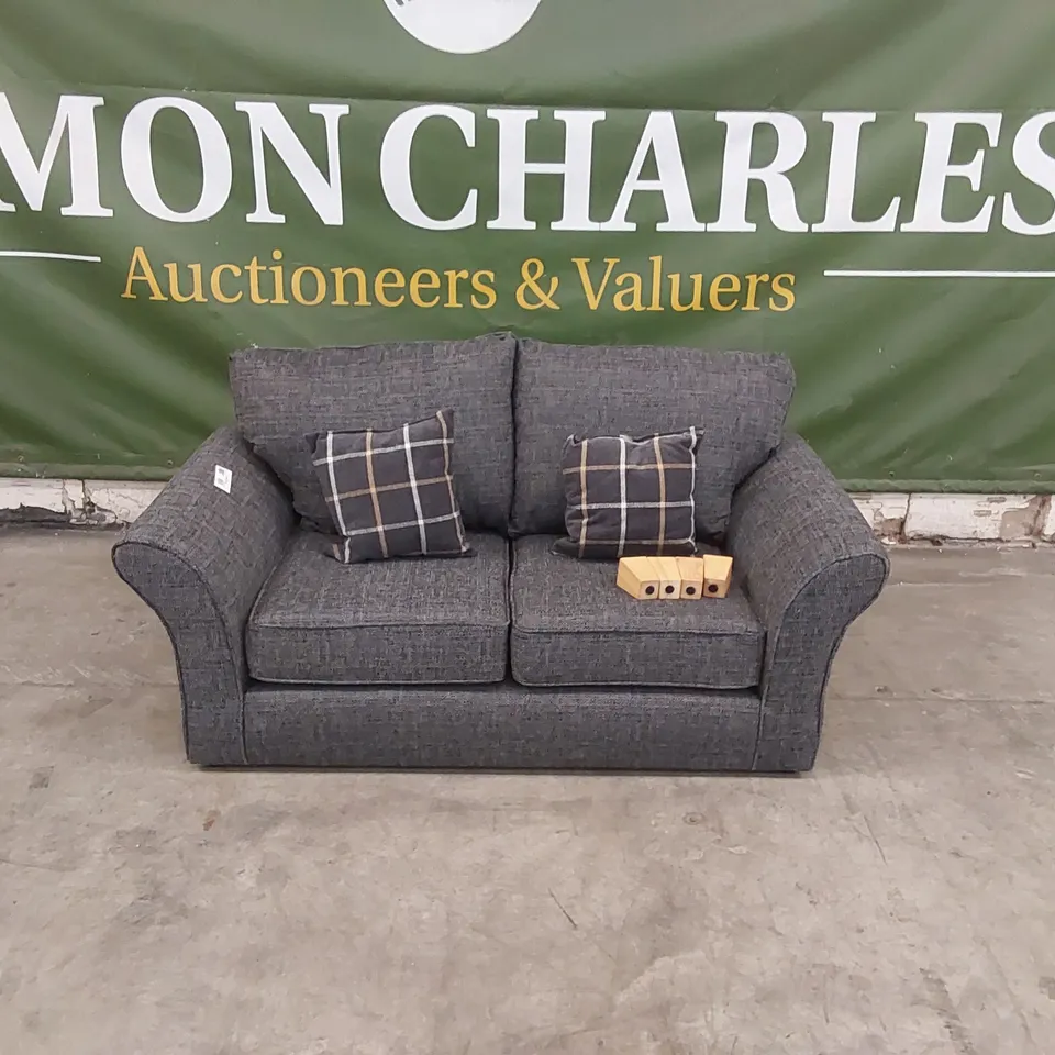 QUALITY DESIGNER ALSOP 2 SEATER HIGH BACK SOFA - LISBON CHARCOAL/HOY GREY