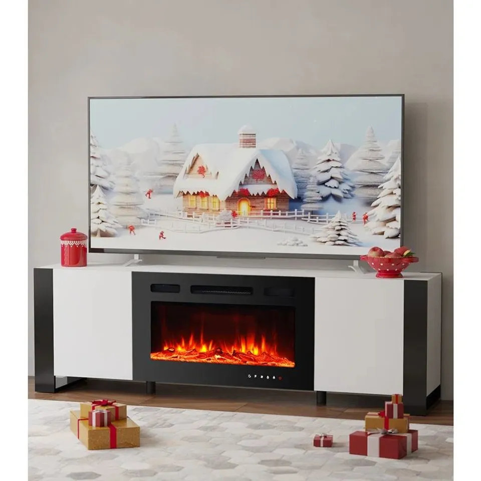 BOXED SEKENA 17 STORIES 165CM W TV STAND CABINET WITH ELECTRIC FIREPLACE (2 BOXES)