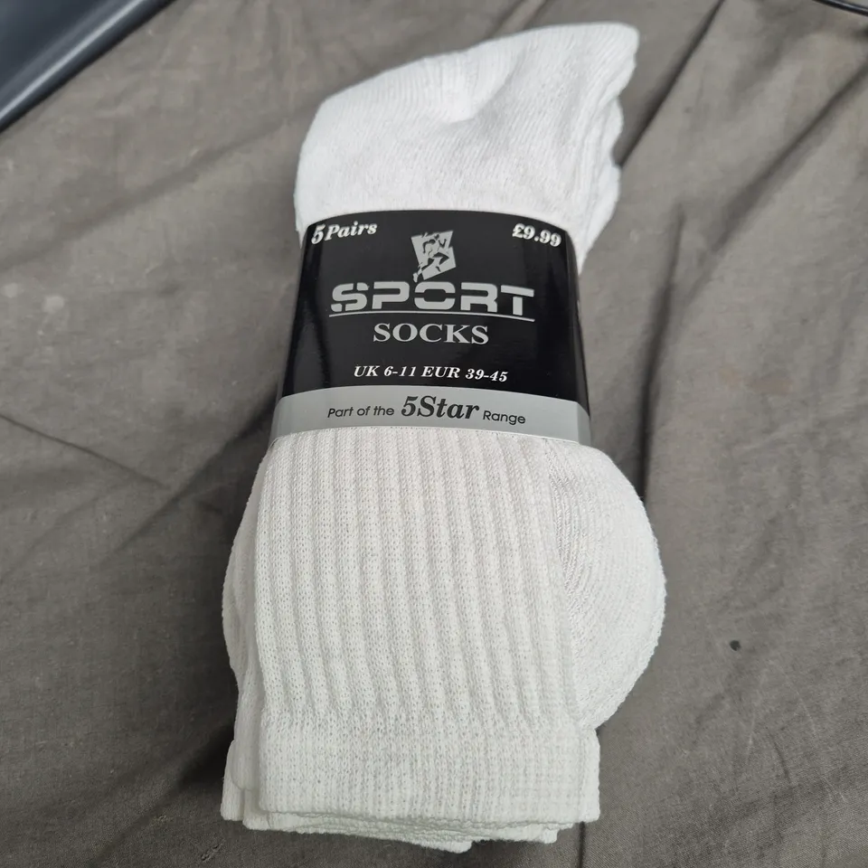 SPORT SOCKS WHITE – 3-PACK (15 PAIRS), UK 6–11 (EUR 39–45) – MEN’S