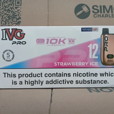 SEALED IVG PRO 12 STRAWBERRY ICE VAPES (5PCS)