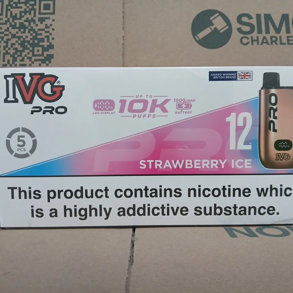 SEALED IVG PRO 12 STRAWBERRY ICE VAPES (5PCS)
