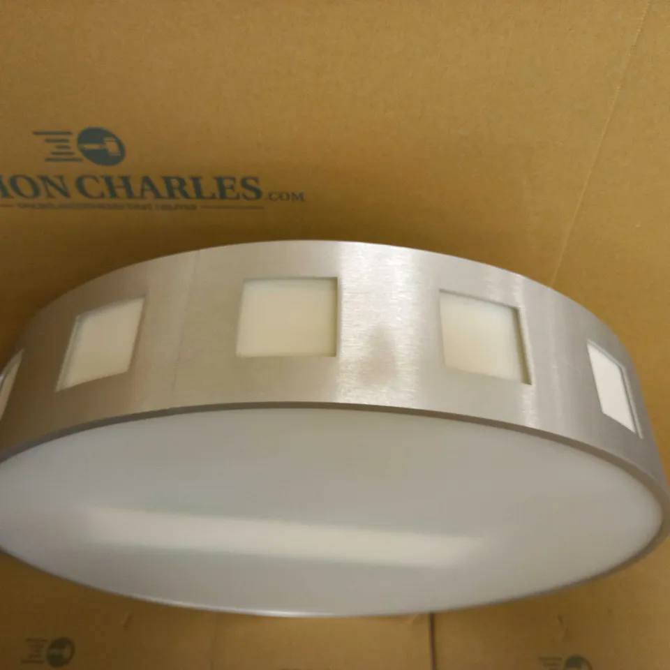 DAR LIGHTING GROUP ENIGMA FLUSH CEILING LIGHT - BRUSHED ALUMINUM EFFECT 