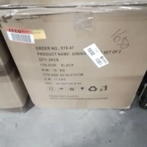 BOXED DINING CHAIRS (SET OF 2) - BLACK (1 BOX)