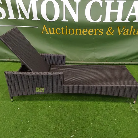 DESIGNER MANUAL ADJUSTABLE SUNLOUNGER IN BLACK RATTAN