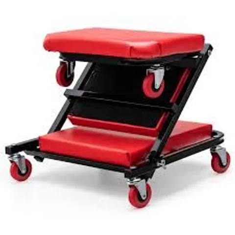 BOXED ROLLING MECHANIC STOOL HEIGHT ADJUSTABLE WORKSHOP CREEPER SEAT 360° SWIVEL