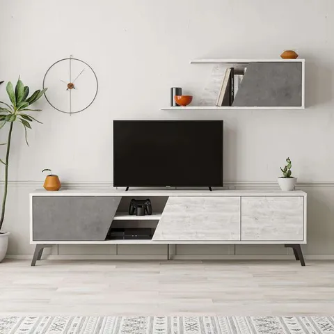 BOXED FIONA TV STAND - ANCIENT WHITE, RETRO GREY (2 BOXES)
