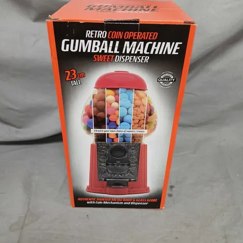 RETRO COIN-OPERATED GUMBALL MACHINE SWEET DISPENSER – 23CM TALL, BOXED