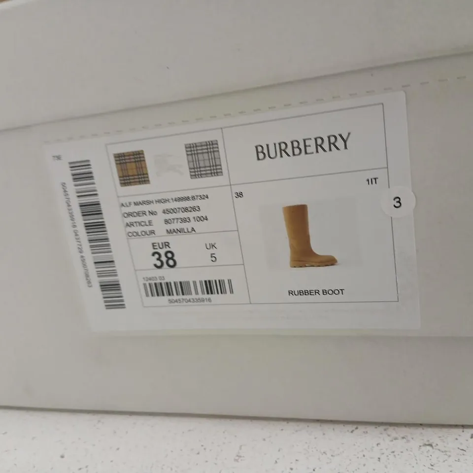 BURBERRY RUBBER KNEE-HIGH BOOTS – TAN, UK 5 (EU 38)
