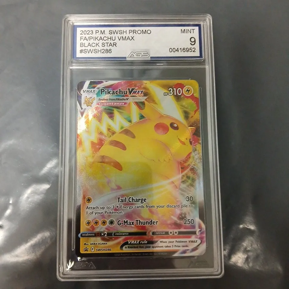 POKÉMON PIKACHU VMAX PROMO CARD – BLACK STAR (2023 SWSH PROMO), AGS MINT 9 SLAB