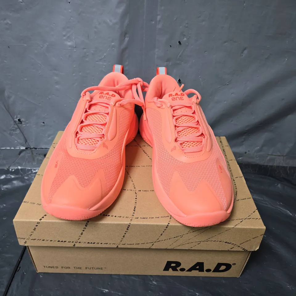 BOXED PAIR OF RAD ONE V2 TRAINERS IN ORANGE - UK 5.5