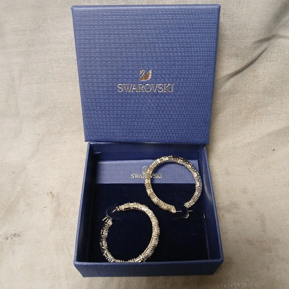 BOXED SWAROVSKI CRYSTAL HOOP EARRINGS