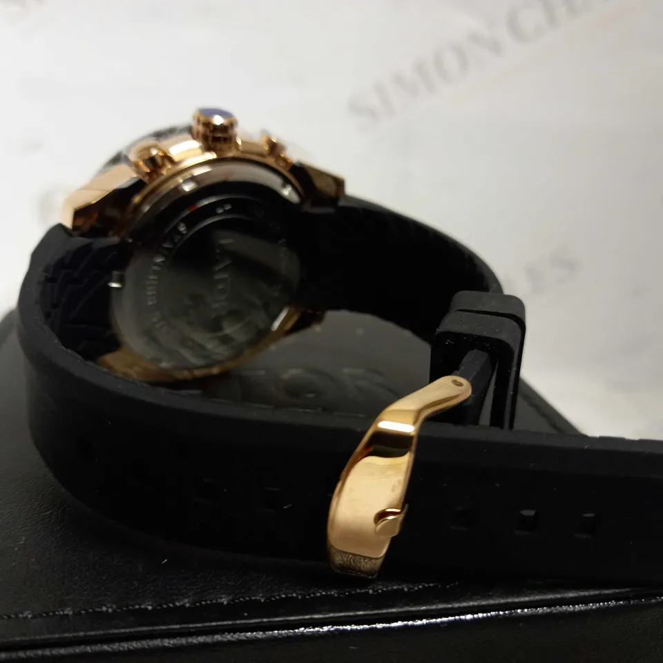 LATOR CALIBRE BLACK DIAL RUBBER STRAP WATCH RRP £550