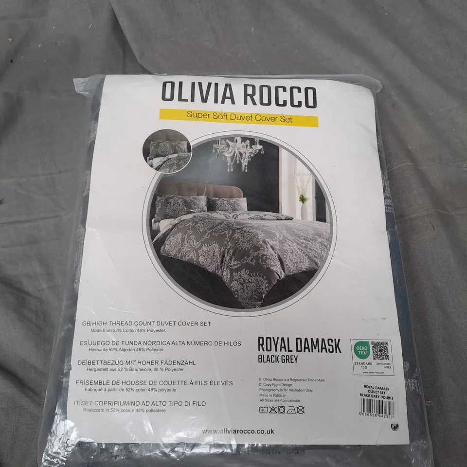 OLIVIA ROCCO DUVET SET - BLACK AND GREY - DOUBLE