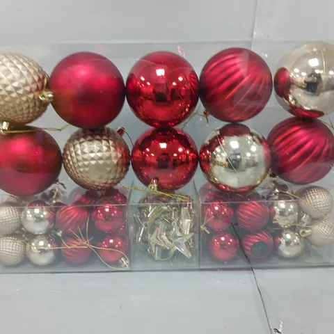 BOXED PACK OF 50 RED & GOLD BAUBLES