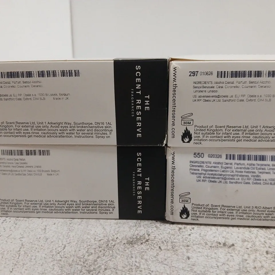 4 X 100ML OF ASSORTED THE SCENT RESERVE FRAGRANCES (MEN'S)