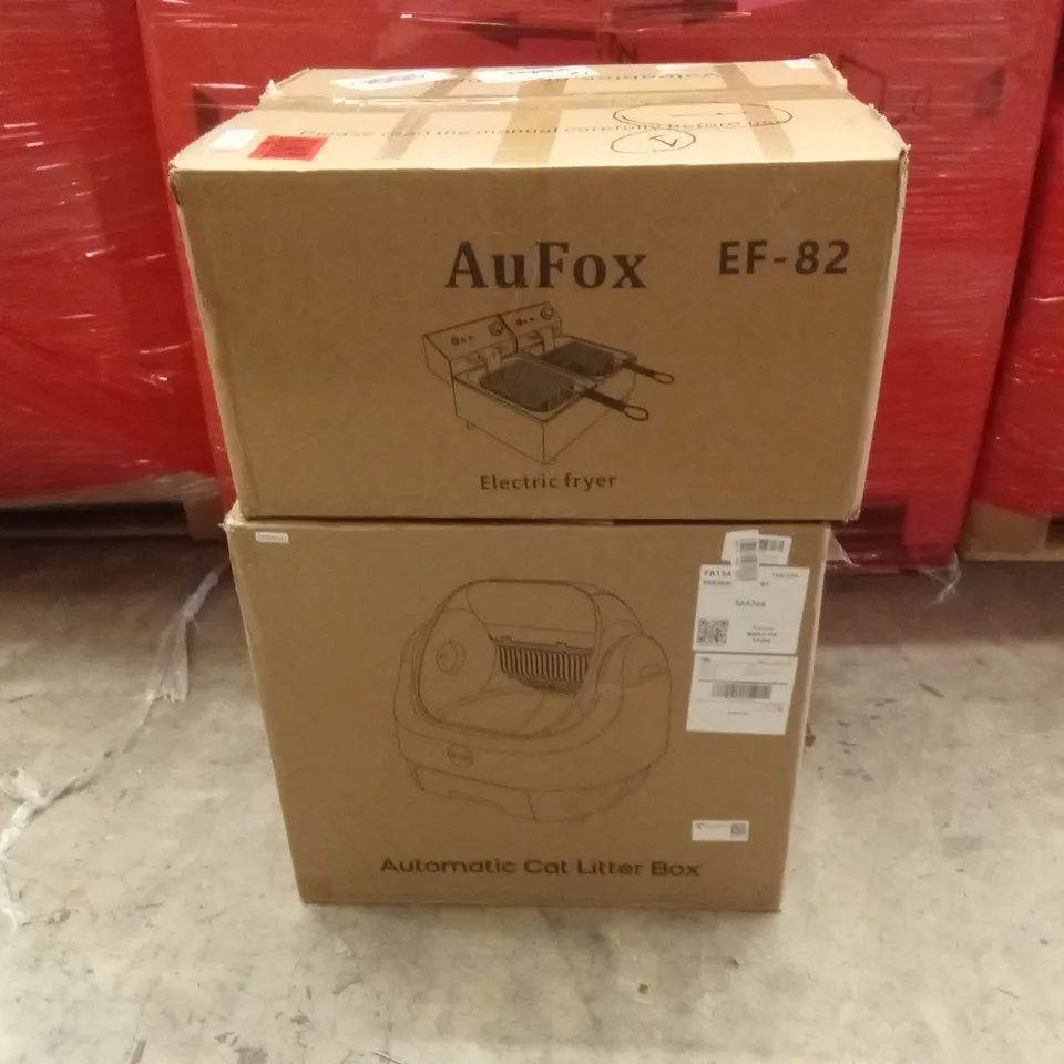 PALLET OF ASSORTED HOUSEHOLD GOODS AND PRODUCTS TO INCLUDE; BLINDS, CAT LITTER BOX, ELECTRIC FRYER ETC