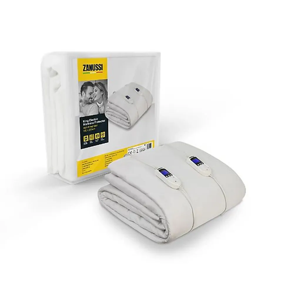 BOXED ZANUSSI ZEKB7003 ELECTRIC BLANKET HEATED KING FITTED UNDERBLANKET 60W WHITE