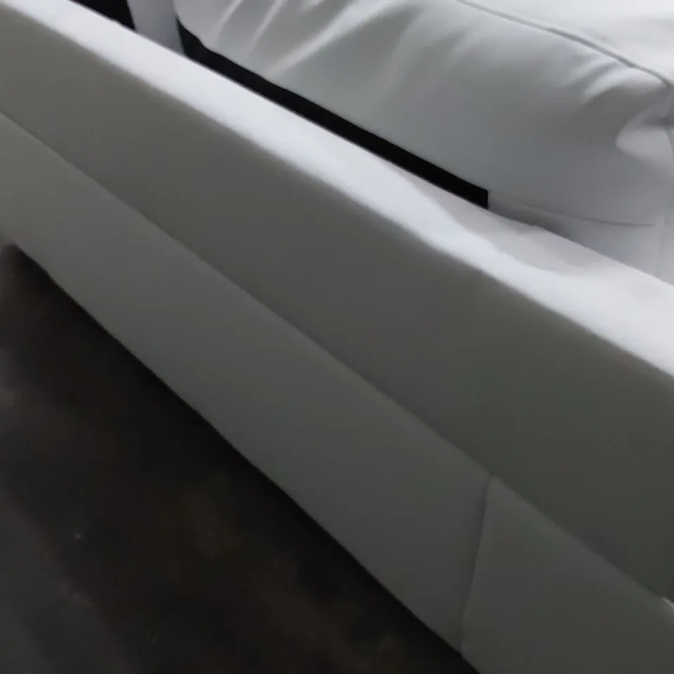 DESIGNER TWO SEATER SOFA WHITE LEATHER 