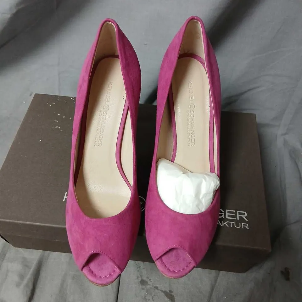KENNEL & SCHMENGER PINK SUEDE PEEP-TOE HIGH HEEL, UK 4.5