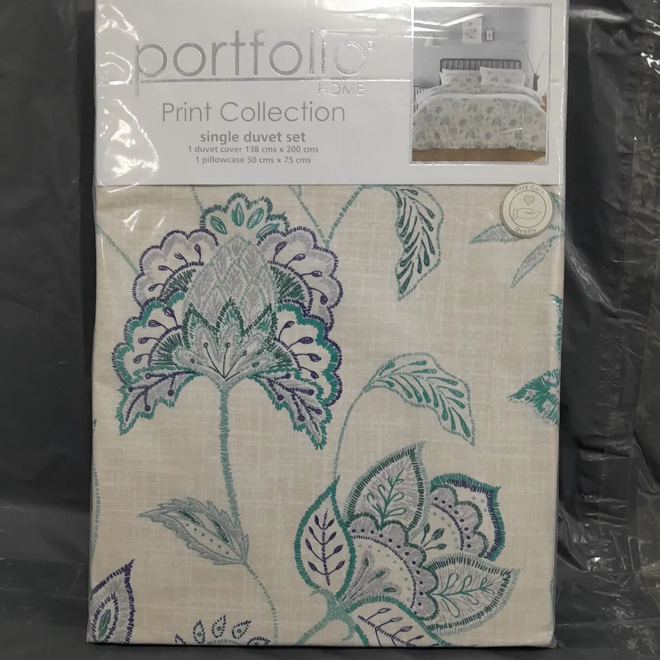 SEALED PORTFOLIO HOME PRINT COLLECTION JACOBEAN SINGLE DUVET SET - TEAL