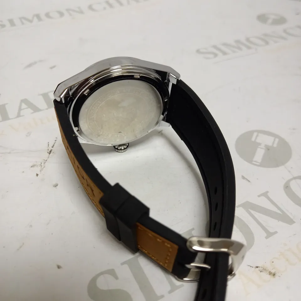 MEN’S LATOR CALIBRE L007 SUB DIAL WATCH – LEATHER/RUBBER HYBRID STRAP – BLUE DIAL - 40MM CASE – L007 MOVEMENT