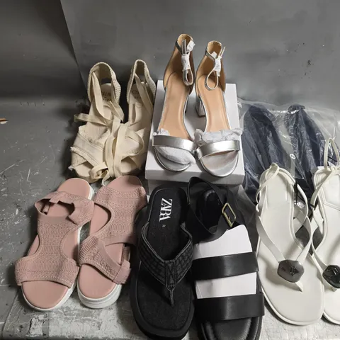 APPROXIMATELY 20 ASSORTED PAIRS OF SHOES AND FOOTWEAR ITEMS IN VARIOUS STYLES AND SIZES TO INCLUDE BERSHKA, ZARA, GAIMO, ETC