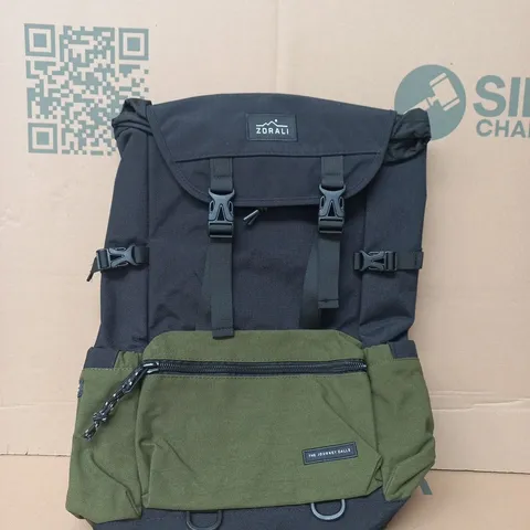ZORALI BACKPACK WITH OLIVE FRONT POCKET – BLACK & OLIVE DAYPACK