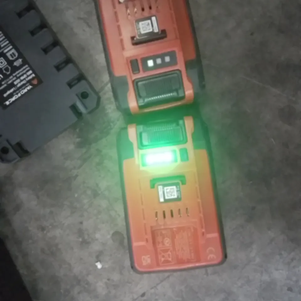 TRAY OF APPROXIMATELY 7 EINHELL BATTERY CHARGERS & BATTERIES 