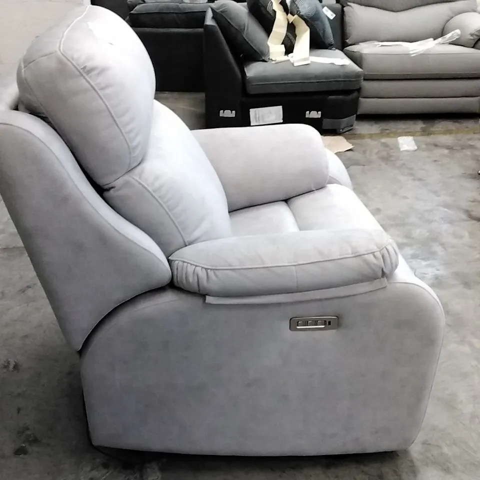 QUALITY BRITISH DESIGNER G PLAN MANUFACTURED KINGSBURY ELECTRIC RECLINER CHAIR - STINGRAY PLATINUM LEATHER 