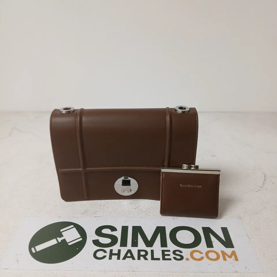 CHIC CELTINA BROWN LEATHER HANDBAG WITH A COIN PURSE
