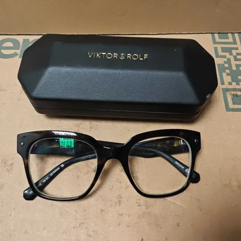 VIKTOR & ROLF SPECKELED BROWN FRAMED GLASSESWITH CARRY CASE