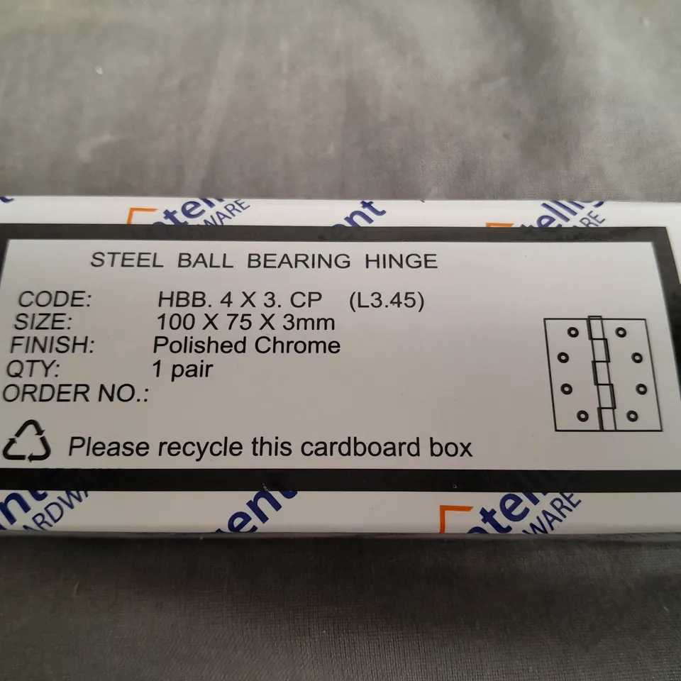 LOT OF 50 INTELLIGENT HARDWARE STEEL BALL BEARING HINGES IN POLISHED CHROME