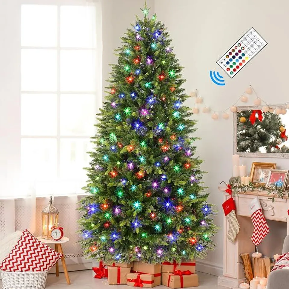 BOXED PREMIUM SNOW FLOCKED HINGED ARTIFICIAL CHRISTMAS FAKE SPRUCE FULL TREE 6FT