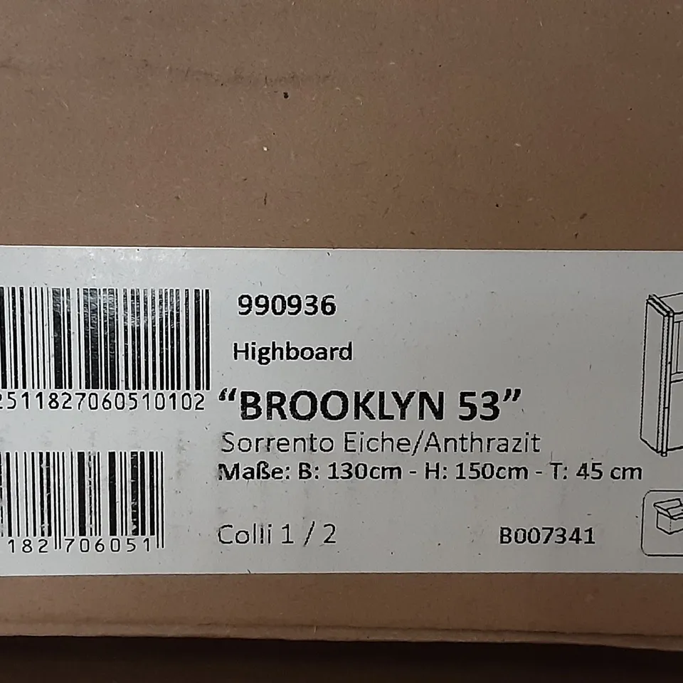 BOXED DESIGNER HIGH BOARD CABINET IN SORRENTOBOAK / ANTHRACITE 2 BOXES (P1+P2)