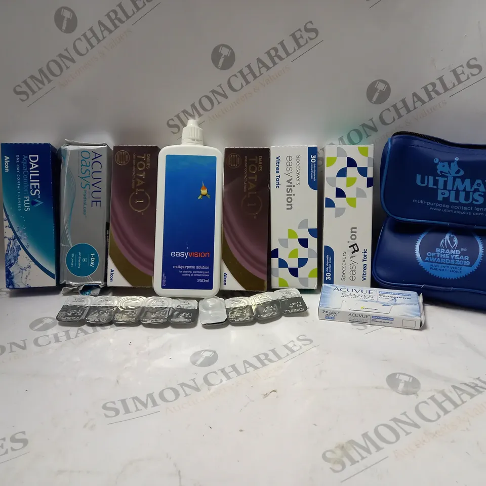 LOT OF HOUSEHOLD ITEMS TO INCLUDE ULTIMATE PLUS MULTI PURPOSE CONTACT LENS SOLUTION , ETC