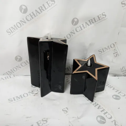 HOME REFLECTIONS CERAMIC STAR PRE-LIT CANDLES - BLACK