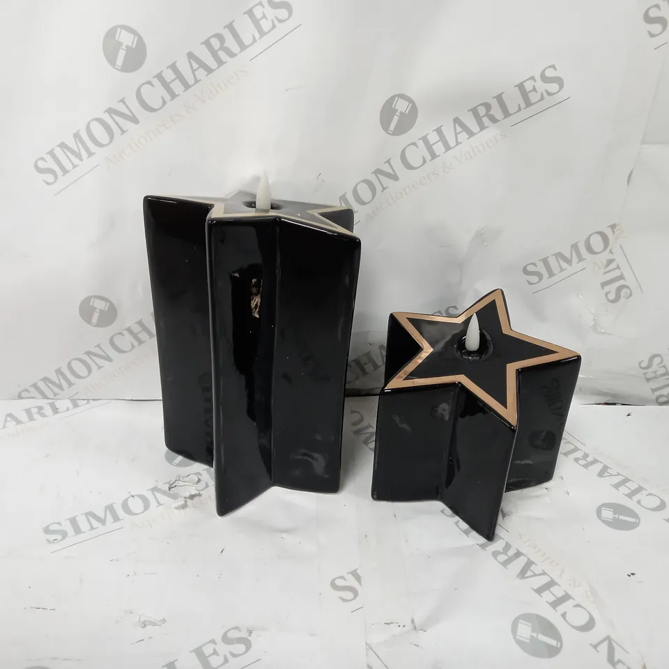 HOME REFLECTIONS CERAMIC STAR PRE-LIT CANDLES - BLACK