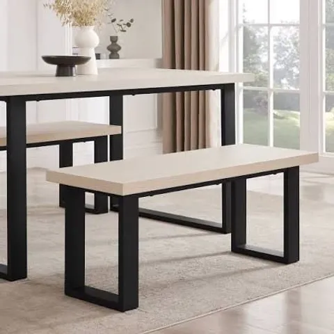 BOXED DUSK CLOVER DINING BENCH - WHITE OAK EFFECT/BLACK