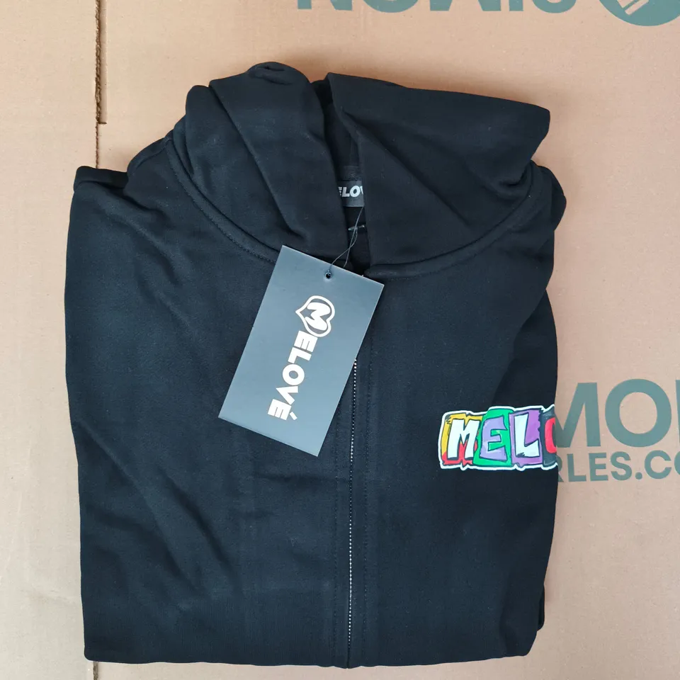 MELOVÉ LONG SLEEVE ZIP-UP HOODIE IN BLACK SIZE LARGE