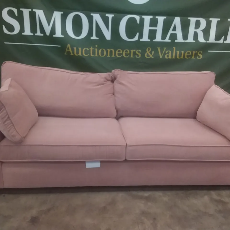 QUALITY BRITISH DESIGNER LOUNGE CO. JOISE 4 SEATER SOFA PINK PLUSH FABRIC