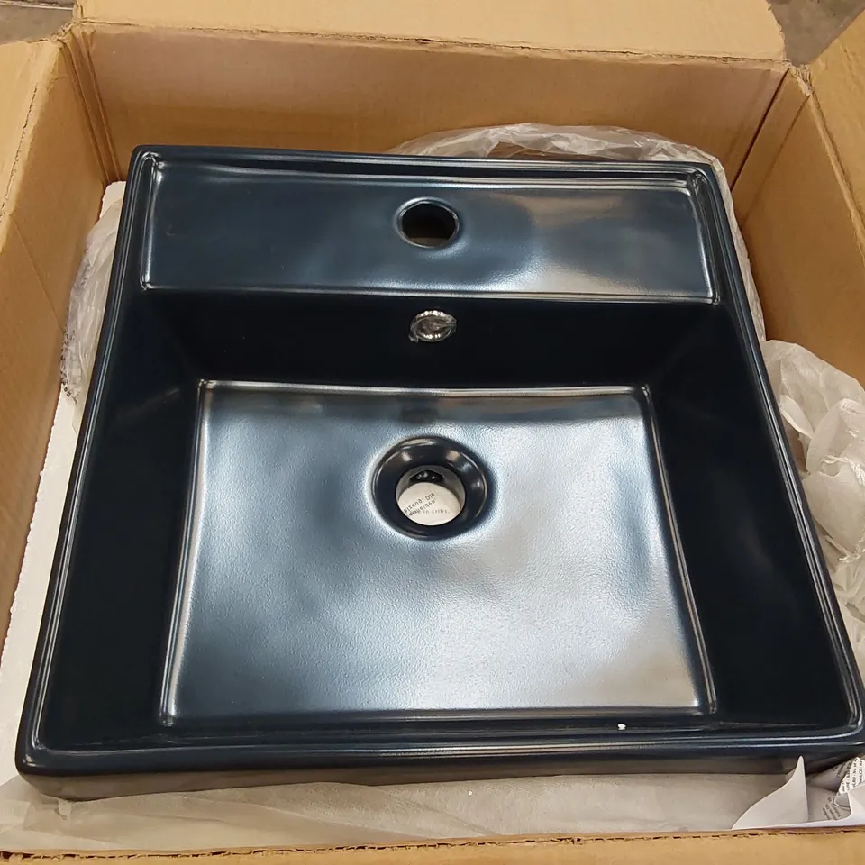 BOXED BELFRY BATHROOM JULIAC 410MM X 400MM BASIN SINK - NAVY BLUE (1 BOX)