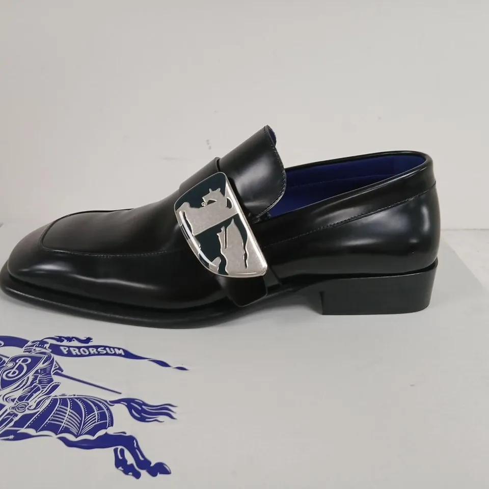 BURBERRY LEATHER LOAFERS, BLACK, BUCKLE STRAP – UK 10 (EU 44) 