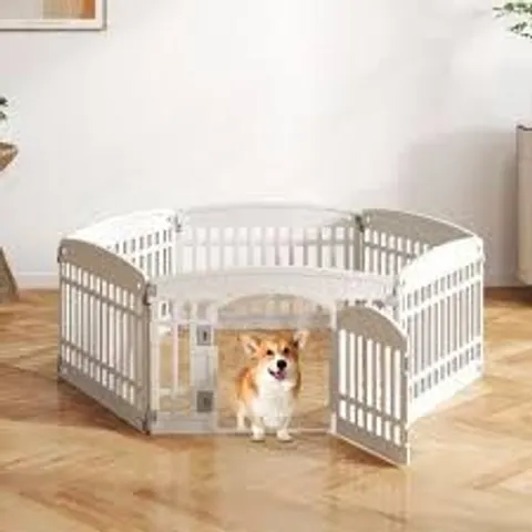 BOXED 6-PANEL 60cm PLASTIC DOG PLAYPEN FOR MEDIUM AND SMALL DOGS-WHITE
