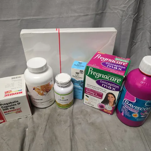 APPROXIMATELY 15 ASSORTED VITAMIN/HEALTH AID PRODUCTS TO INCLUDE GAVISCON, THRONE DIGESTIVE ENZYMES, LOVE MUSHROOMS LIONS MANE, ETC - COLLECTION ONLY